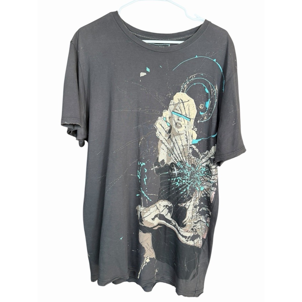 Monarchy‎ Los Angeles Men's XL Graphic T-Shirt Black Distressed Abstract Grunge
